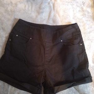High Waisted Black Slip-on Shorts